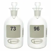 This 300 mL glass BOD bottle features a narrow mouth and a colorless body with an attached robotic stopper (135 mm). Designed for biochemical oxygen demand testing in water and wastewater analysis, it provides a reliable seal during incubation