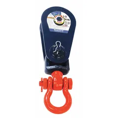 CROSBY Pulley Block: Swivel, Side Mount/Upright Mount, Lifting, 8,000 lb Working Load Limit, Shackle (MPN 109064). Key specifications — Product Type: Snatch Pulley Block; Brand: CROSBY; Compatible Rope Type: Wire Rope; Pulley Type: Swivel; Attachment Type: Shackle; Operation: Lifting; Bearing Type: Roller; Finish: Painted.