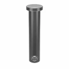 This standard clevis pin is made of steel with a plain finish. It has a 5/16 in pin diameter and a 1-1/2 in shank length, with an overall length of 1.5 in and a diameter of 0.313 in. Supplied in a 25-pack, it is used in mechanical linkage applications to connect a clevis fork to a rod or eyelet, allowing pivoting motion.