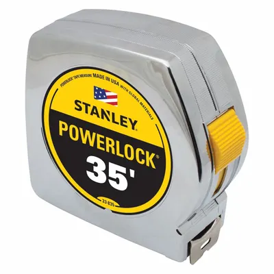 STANLEY Tape Measure: Nonmagnetic Single Hook Tip, 35 ft, Chromed Plastic - Standard (Inch) Tape Measures
