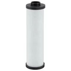 This coalescing filter element removes oil aerosols, water droplets, and particulates from compressed air systems. Constructed with microglass media and rated at 1 micron, it is a replacement element for compatible SPEEDAIRE filter housings. Suitable for applications requiring clean, dry air such as pneumatic controls and instrumentation.