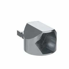 Zinc anchor connector for 20 Series T-slot framing systems with 5 mm slot width. Zinc-plated finish, gray color. Used to secure components in industrial framing, machine guarding, and modular workstations.
