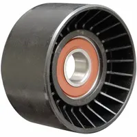 Flat, flangeless serpentine idler pulley constructed from polymer material. Designed for light-duty vehicle applications to guide and tension the serpentine belt, ensuring proper operation of engine accessories