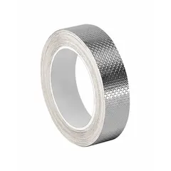 3M 1345 is an ultra-conductive embossed foil electrical tape with acrylic adhesive, rated for 600 V. It is 3/4 in wide, 6 yd long, and 4 mil thick, in silver. Used for EMI/RFI shielding, grounding, and splicing in electrical enclosures and cable assemblies.