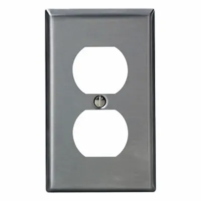 LEVITON Wall Plate: Duplex Outlet, 1 Gang, Silver - General Purpose Wall Plates