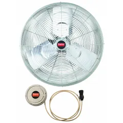This Dayton misting industrial fan head operates on 115V AC single-phase power with a 1/3 hp motor. It offers 2 speeds for adjustable airflow and features a non-oscillating design for directed cooling. Suitable for spot cooling in industrial environments such as factories, warehouses, and outdoor worksites.