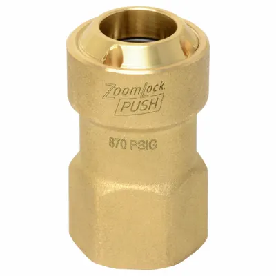 PARKER ZoomLock Push-to-Connect x UNF Adapter, 1/4" OD, Brass, PZKP-F4-HNBR - Brass Push-to-Connect Tube Fittings