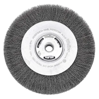 WEILER Wire Wheel Brush: Crimped Steel, 7 in Dia x 7/8 in Wd, 5/8 in Arbor - Light-Cleaning Brushes for Carbon Steel