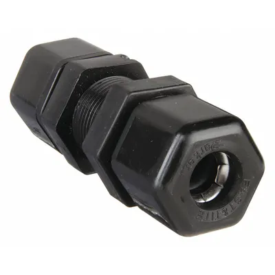 PARKER Compression Fitting Union: Bulkhead, 1/2 in OD x 1/2 in OD Size - Polypropylene Compression Tube Fittings