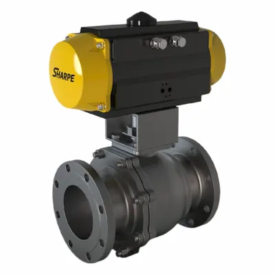SHARPE Pneumatically Actuated Two-Way Ball Valve: 2 in Size, Carbon Steel - Carbon Steel Pneumatically-Actuated Ball Valves