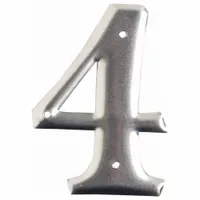Number Label: 4, Silver, 3 in Character Ht, 2 in Overall Wd, Uppercase, 10 Pieces, (10) Packs, 10 PK (MPN 1600-4)