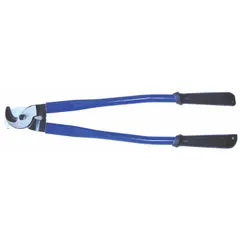 This shear-type cable cutter is designed for cutting data cables up to 1-3/4 in maximum diameter. The steel handle provides leverage for clean cuts. Overall length is 24-1/2 in. Suitable for telecommunications and network cable installation.