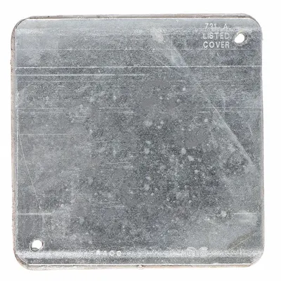 RACO Electrical Box Cover: 1 Gangs, Blank, For Square Box Shape, Steel - Galvanized Electrical Box Covers