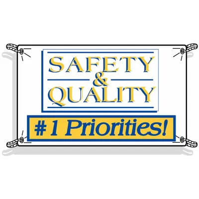 BRADY Banner: Polyethylene, 36 in x 60 in, Indoor/Outdoor, 1 Printed Side - #1 Priorities! Banners