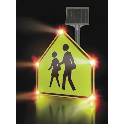 LED S1-1 MUTCD Solar Flashing LED School Crossing Sign - Flashing LED School Crossing Signs