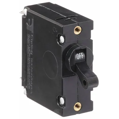 CARLING TECHNOLOGIES Panel Mount Circuit Breaker: 15 A Amps, 250/277V AC, 80V DC, Threaded Insert - Toggle Style, Front Panel-Mount Miniature Circuit Breakers
