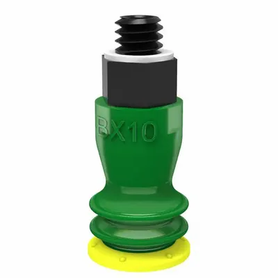 PIAB Vacuum Pad Assembly: M5, 10.92 mm Pad Dia, Polyurethane, Yellow, 24.89 mm Pad Ht - Multi-Bellows Type Packaging Industry Vacuum Pad Assemblies
