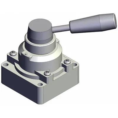 SMC Hand Valve: VH Series, Lever Actuator, 3/8 in NPT, Bottom-Ported Body - VH Series Manual Air Control Valves