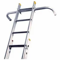 Leg leveler for extension ladders, silver finish. Includes two mounting brackets for attachment. Used to stabilize ladders on uneven surfaces
