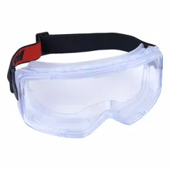 3M Comfort Fit Safety Goggles with clear lens, Scotchgard™ Anti-Fog/Scratch-Resistant coating, dielectric construction, and indirect venting. Cloth band. Suitable for eye protection in industrial environments such as machining, chemical handling, and general plant maintenance.
