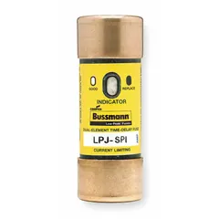 Class J time-delay cylindrical fuse rated 6 A, 600 V AC, and 300 V DC. Designed for overcurrent protection in circuits with high inrush currents, such as motor starters, transformers, and control panels.