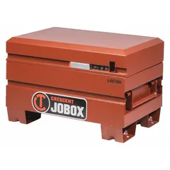 This chest-style jobsite box provides 5 cubic feet of storage capacity for tools and equipment. It measures 20 inches wide by 30 inches deep by 19 3/4 inches high and features a padlock hasp for securing contents (lock not included). The brown finish suits industrial environments.
