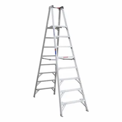 WERNER Twin Platform Stepladder: 8 ft Ladder Size, Aluminum, 300 lb Load Capacity - Lightweight Aluminum Twin-Platform Stepladders