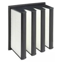 V-Bank Air Filter: 20 in x 20 in x 12 in, Fiberglass, Single Header, 3 Vs, Downstream Face