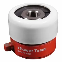 This lightweight hollow ram from POWER TEAM has a 12 ton nominal capacity and a 5/16 in nominal stroke length. The 0.8 in center hole allows rods or cables to pass through, making it suitable for pulling, pushing, and lifting applications in confined spaces.