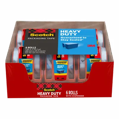 SCOTCH 142-6 Packing Tape & Handheld Dispenser Combo Pack - Packing Tape & Handheld Dispenser Combo Packs