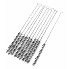 This heavy-cleaning brush is designed for carbon steel tube cleaning. The double-stem construction and 0.005 in fill diameter enable removal of scale, rust, and deposits from pipe interiors. Suitable for industrial tube maintenance applications.
