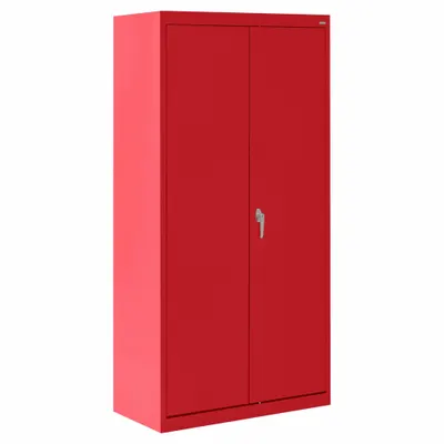 SANDUSKY Commercial Shelf Cabinet, 36x18x72 in, Red, Swing Handle & Keyed Lock - Commercial Shelf Cabinets