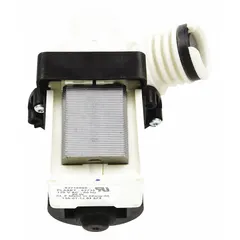 Genuine OEM washing machine drain pump for Whirlpool appliances. Removes water during the drain cycle to ensure proper evacuation. Used in residential washing machines and dryers for maintenance and repair.