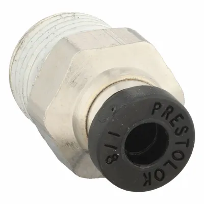 PARKER Push-Fit Fitting: 1/8 in OD x 1/8 in Pipe Size, Push-to-Connect x MNPTF - Nickel-Plated Brass Tube Fittings