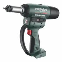 This cordless riveting tool features a brushless motor and operates on 18 V DC. It delivers 3,372 lbf pulling force with a 3/8 in stroke length. The tool includes automatic drill-on of the blind rivet before setting. Suitable for installing blind rivets in metal fabrication, automotive repair, and construction applications