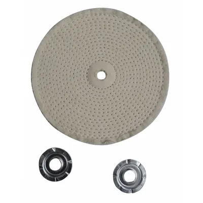 OEM APPROVED VENDOR Cotton Spiral Sewn Buffing Wheel, 10 in Dia, 3/8 in Thick - Intermediate Buffing & Polishing Wheels for Flat Surfaces