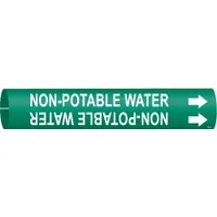 Pipe Marker: Non-Potable Water, Green, White, Fits 2 1/2 to 3 7/8 in Pipe O.D., 1 Pipe Markers (MPN 4351-C)