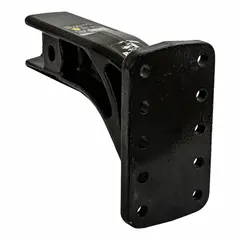 Carbon steel pintle mount measuring 3 x 9 inches. Used to secure a pintle hook to a vehicle or trailer frame for towing in industrial and agricultural applications.