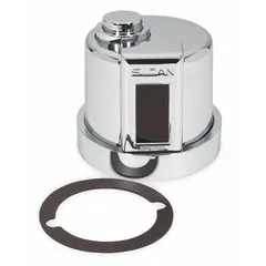 Replacement cover with integrated override button for bathtub and shower handle assemblies. Allows manual operation of the valve in commercial or institutional restroom fixtures. Constructed as a cover component for handle mechanisms.