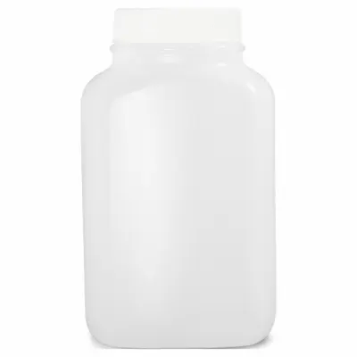 QORPAK Mixing/Storage/Sampling Bottle: 500 mL, 16.9 fl oz, HDPE, Natural - HDPE Rectangular Lab Bottles