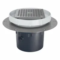 ZURN Floor Drain: 9 7/8 in Overall Dia, 5 in Grate Size, 4 in Nominal Pipe Size, Solvent Weld, PVC (MPN EZ2-PV4-ST)