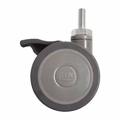 ALCO Stem Caster: Swivel, Face Brake, Stem, Gray, NOA - Casters for Healthcare Beds
