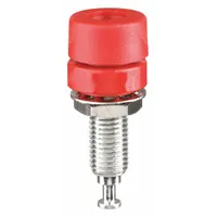 Banana Jack: 1 1/4 in Lg, Brass, Polycarbonate, 2,500 V Max Volt, 15 A Max Current, Red (MPN 1581-2-G/10P)