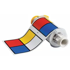 NFPA diamond precut label roll, 6 in x 6 in, vinyl with acrylic adhesive for indoor/outdoor use. No pre-printed legend allows on-demand printing of custom hazard communication labels using BBP85 printer series. Suitable for industrial facilities requiring NFPA hazard identification.
