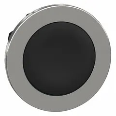 Flush-mount push-button operator from the XB4 series with maintained action. Features a metallic push button material and 30 mm mounting size. Suitable for industrial control panel applications requiring a flush interface for machinery or process control.