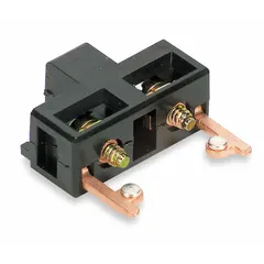 Auxiliary contact block with one normally open and two normally closed contacts. Designed for use with Motor Logic Overload Relays to provide additional switching capacity for monitoring and control circuits in industrial motor control applications.