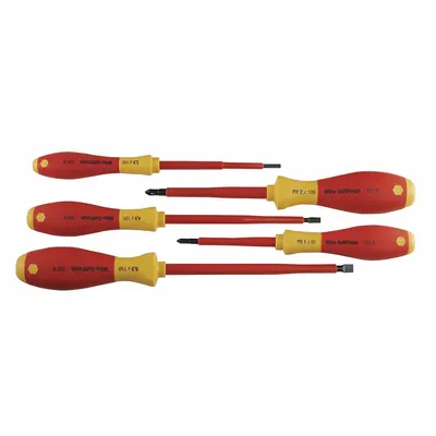 WIHA Insulated Screwdriver Set: 1-10 Pieces, 5 Pieces, Phillips/Slotted Tip - Insulated Screwdriver Sets