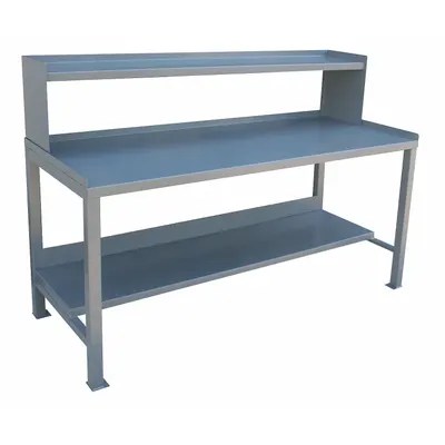 JAMCO Workbench with Riser: Fixed Ht, Steel, 72 in x 36 in, 3,000 lb Overall Load Capacity - Workbenches with Risers & Lower Shelves