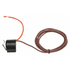 This defrost thermostat is a temperature-sensitive switch used in refrigerators and freezers. It monitors the evaporator coil temperature and opens the defrost heater circuit when a preset temperature is reached, terminating the defrost cycle. It helps regulate the defrost cycle to prevent overheating.