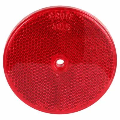 GROTE 40152-3 Round Red Stick On Reflector, 3 5/16 in, SAE A - Stick On Reflectors